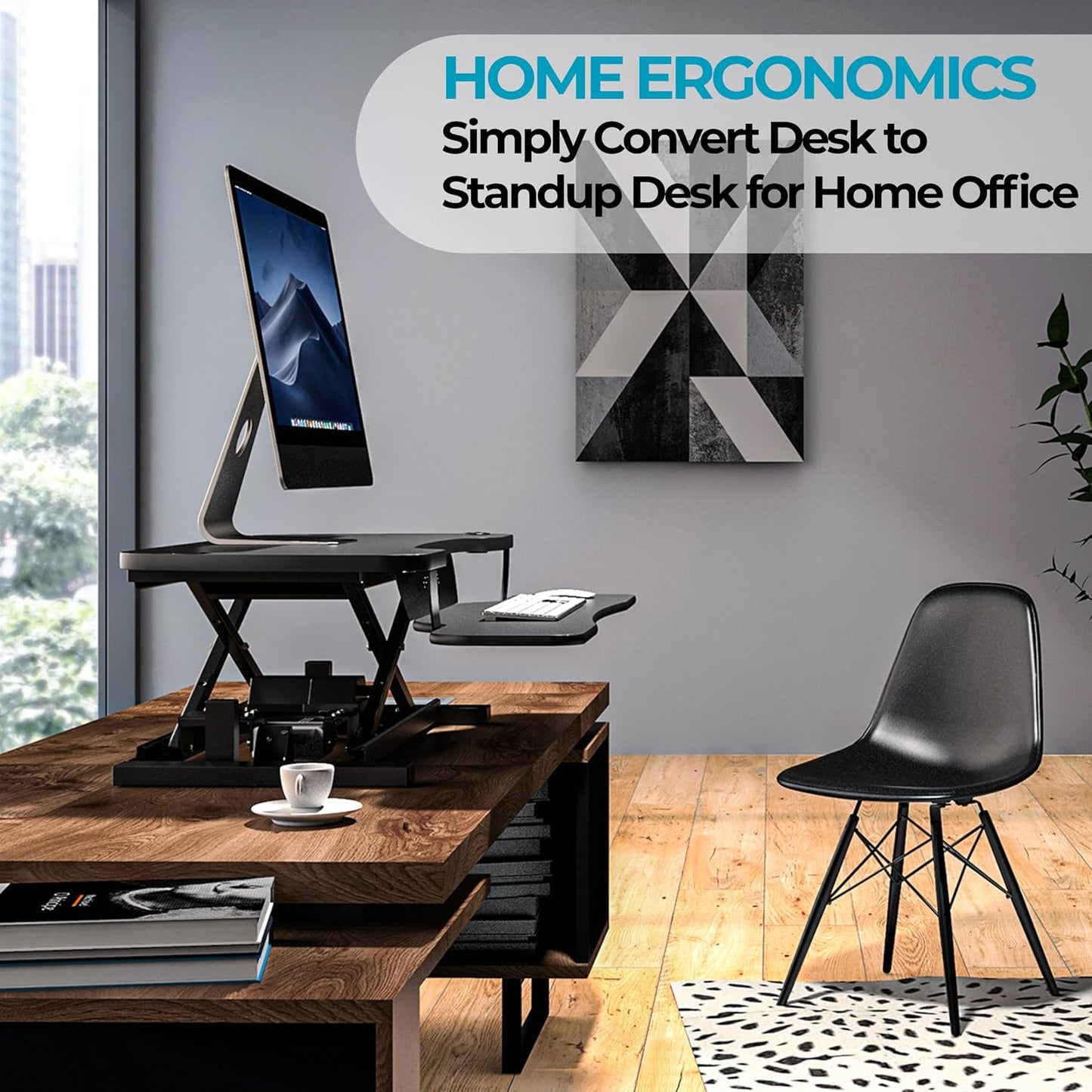 VERSADESK PowerPro Elektrischer Stehpult-Konverter, 122 cm, höhenverstellbar, Sitz-Steh-Schreibtischerhöhung für mehrere Monitore, motorisierter Desktop-Arbeitsplatz mit breiter Tastaturablage