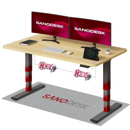 SANODESK Höhenverstellbarer Schreibtisch 120×80 cm, Dual-Motor Steh-Sitz Tisch mit 3-stufigen Beinen & USB, leises Premium-System mit Memory-Funktion und Kollisionsschutz (Weiß+Weiß)